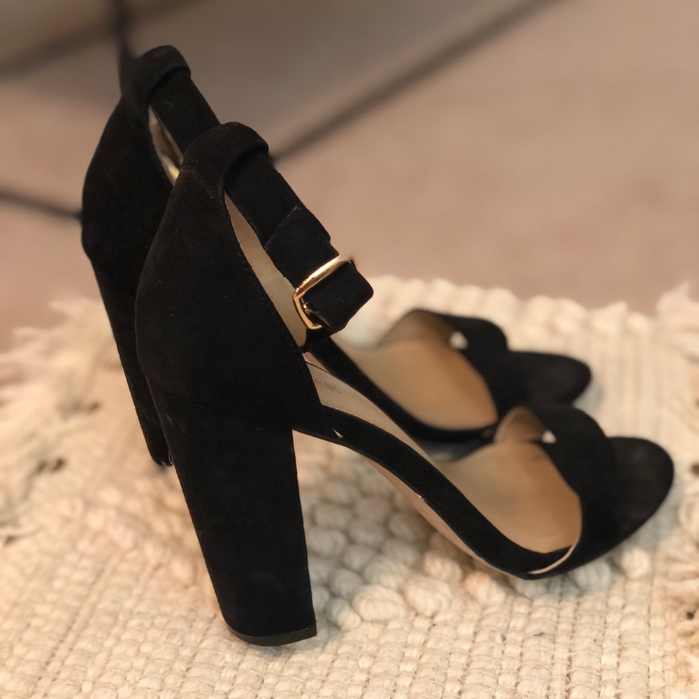 Black high heeled sandals